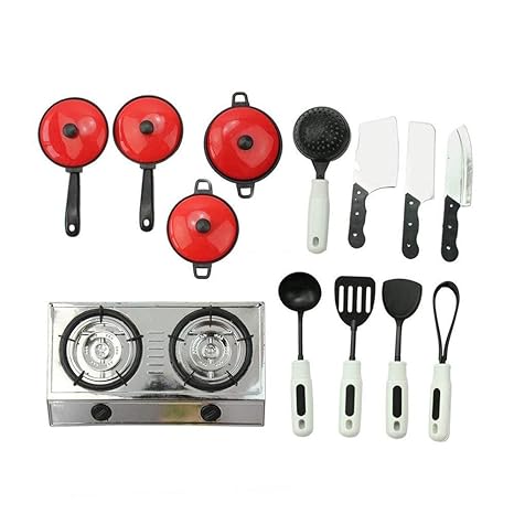 Deanyi 13Stk Kinder Küche Spielset Toddler Spielküche Kit Kochen Pretend Sets Chef Spielzeug Kochen der Nahrung Geschirr Pfan