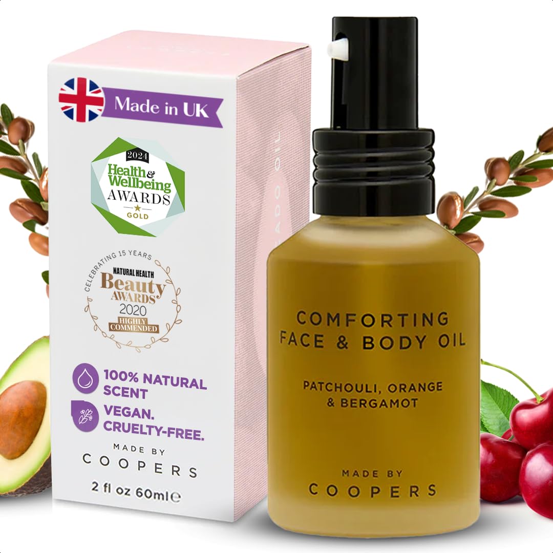 Made by Coopers Comforting Face & Body Oil | Natural Beauty Skincare with Argan, Avocado & Cherry Kernel Oil | Hydrating & Anti-Ageing for Soft, Smooth Skin | Vegan & Cruelty Free | 60ml