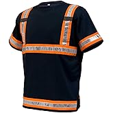 Reflective Safety Work Shirts for Men - High Visibility Short Sleeve T Shirts ANSI Class 3 Gear with Reflective Tape