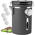 HAIOOU Airtight Coffee Canister, 22OZ Large Stainless Steel Coffee Bean Storage Container with Date Tracker, Measuring Scoop,