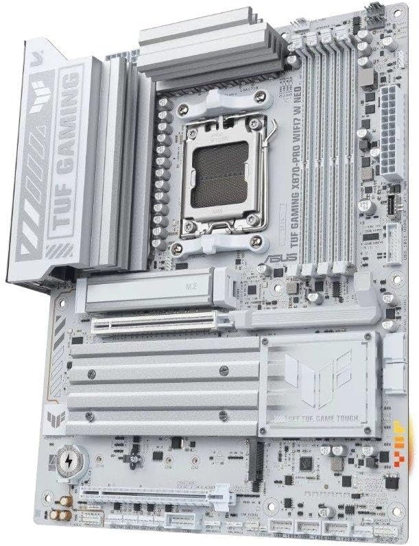 TUF Gaming X870-PRO WIFI7 W Neo AMD ATX Carte mère (16+2+1 Niveaux de Puissance, DDR5 avec Technologie NitroPath DRAM et AEMP, Quatre emplacements M.2, PCIe 5.0 pour GPU Next-Gen, Ethernet 5 Go et