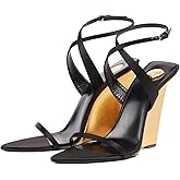 Goolita Open Pointed Toe Wedge Heels For Women Buckle Ankle Strap Heeled Sandals Sexy Slingback Party Dress Strappy Sandals