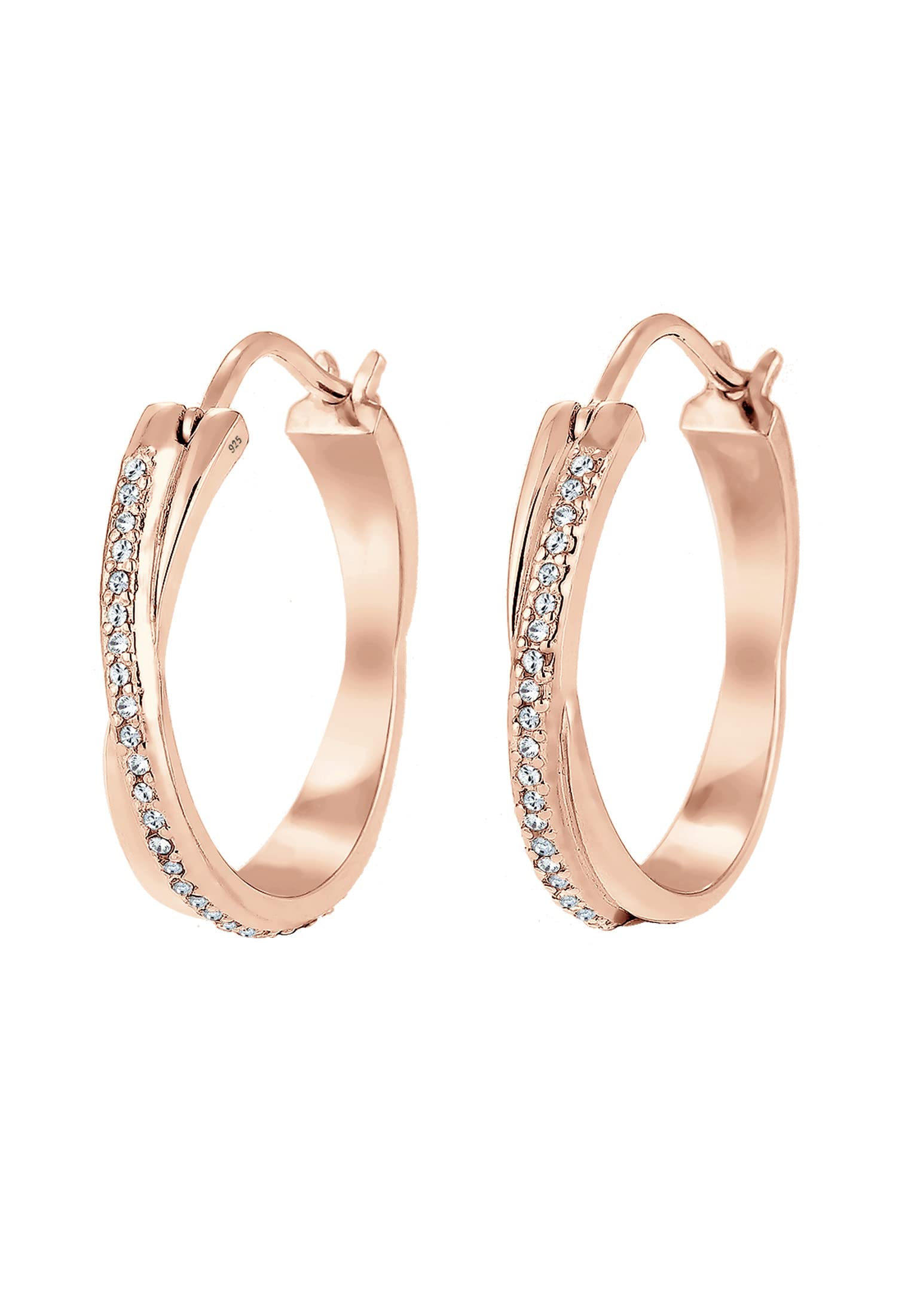 Elli Earrings Glamor Hoop Crystals in 925 Sterling Silver