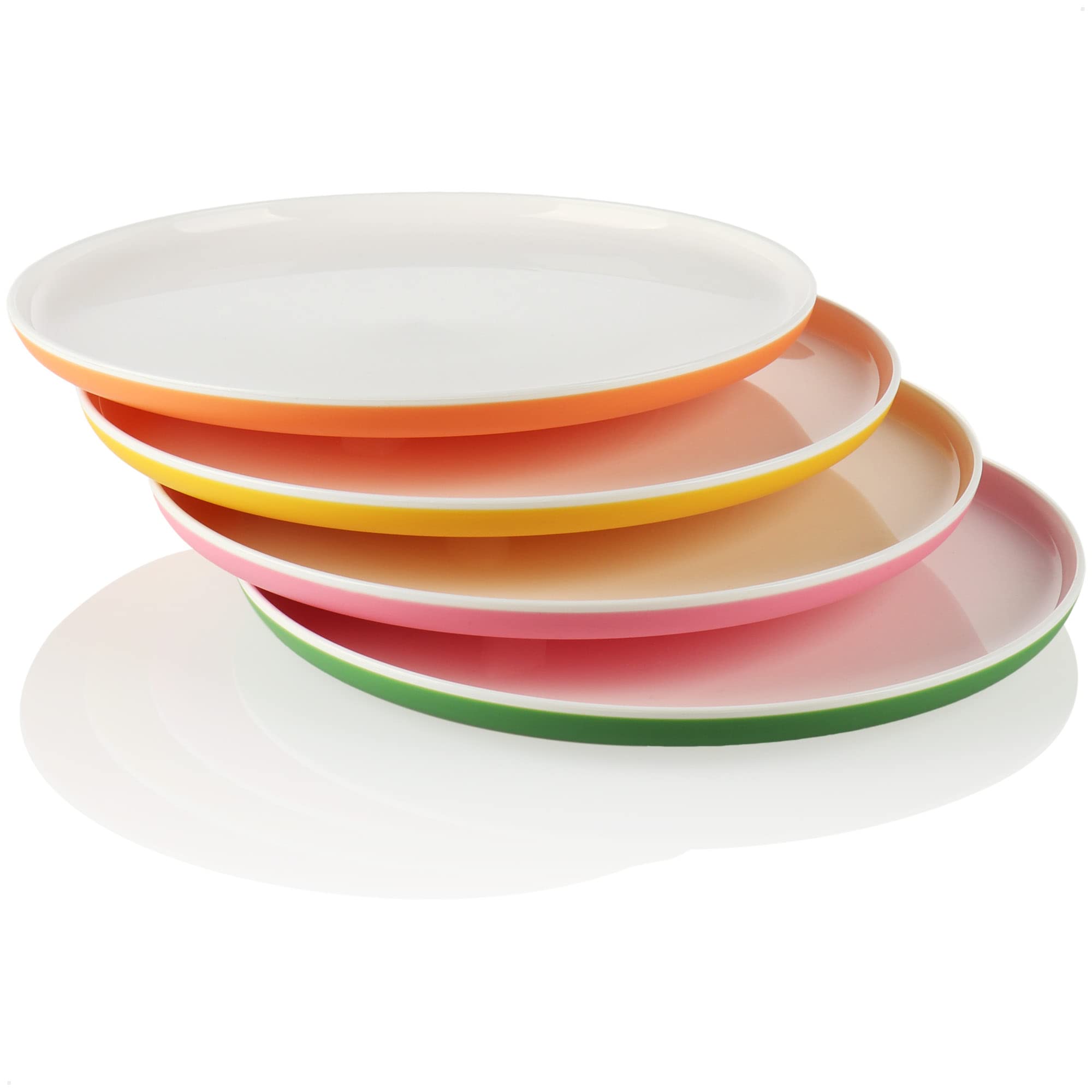 com-four® 4X Plates - Plastic Plates in Bright Colors - Reusable Multifunctional Plates - Unbreakable [Selection Varies] (4 Pieces - Colorful)