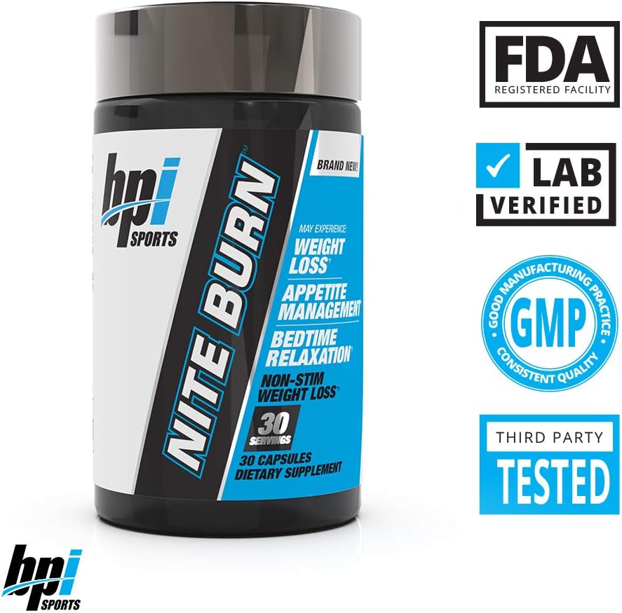BPI Sports Nite burn – Fat Burner – Sleeping pill – Keto-Friendly – Weight Loss, Burn Fat, Relaxation, Boost Metabolism – 30 servings – 640mg: Health & Personal Care