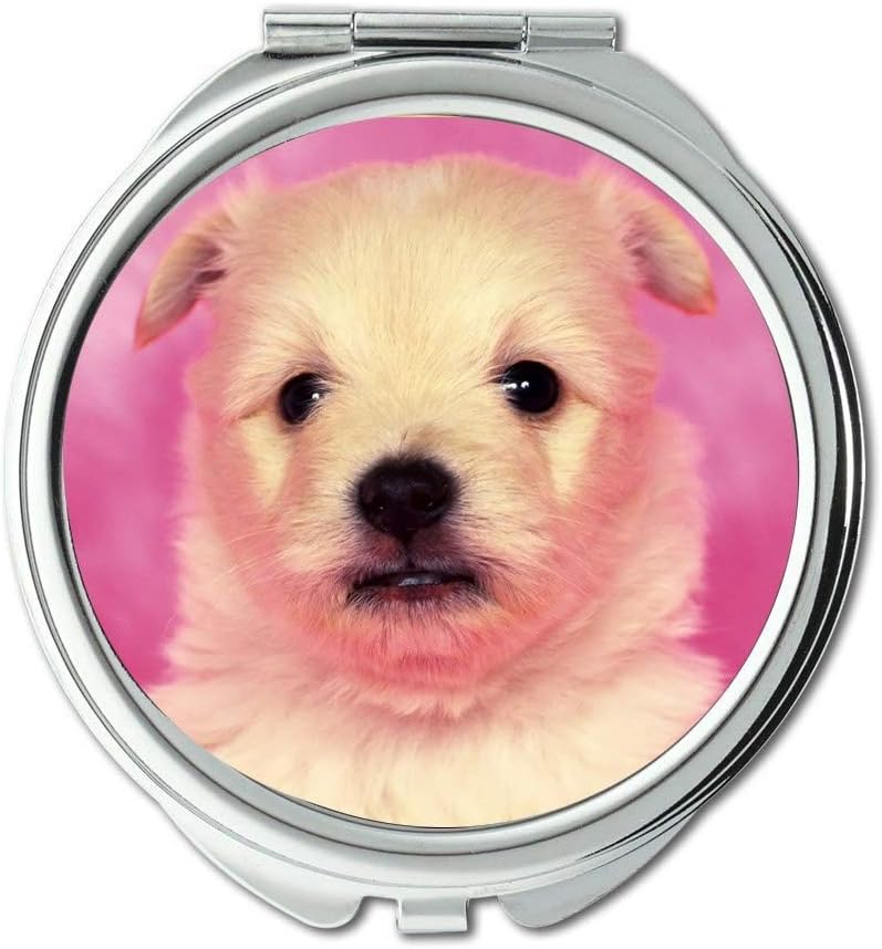 Mirror,Compact Mirror,Happy Dog dogs for mobile,pocket mirror,1 X 2X Magnifying