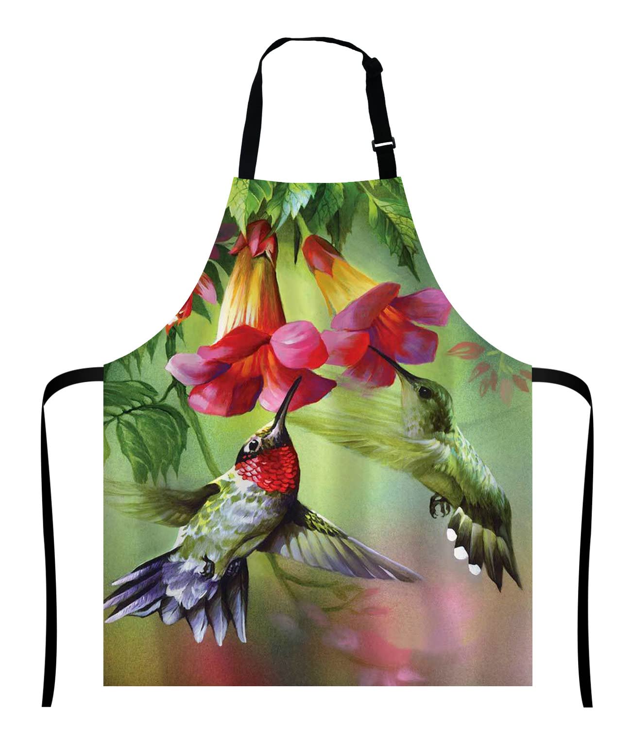 Wasach Hummingbird Apron, Hummingbird Flowers Bib with Adjustable Neck for Men Women,Suitable for Home Kitchen Cooking Waitress Chef Grill Bistro Baking BBQ