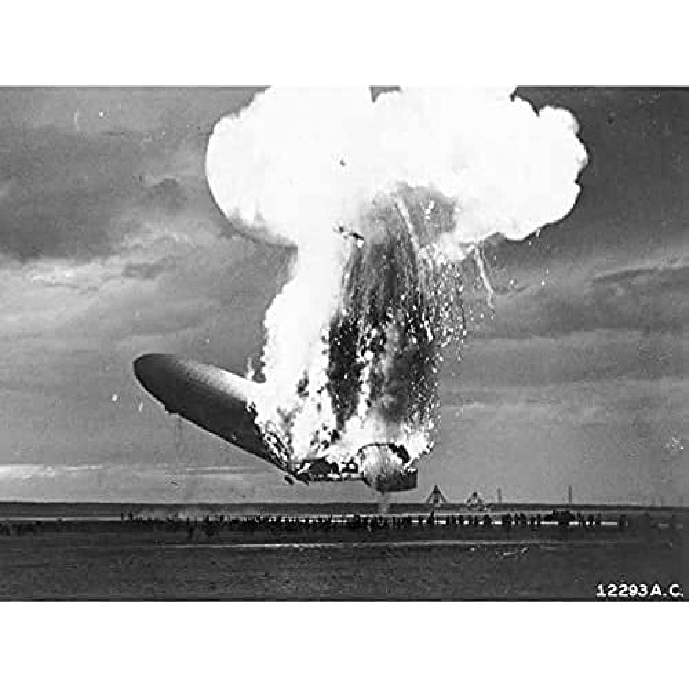 Cofod Zeppelin Airship Hindenburg Burning Photo Art Print Canvas Premium Wall Decor Poster Mural