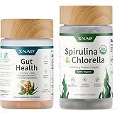 Snap Supplements Gut Health Supplement &amp; Organic Spirulina Chlorella Bundle | Lipase Supplement, Probiotic Greens&ndash;Supports Digestion, Detox, Energy &amp; Immune Health, 50 + 120 Vegan Capsules 30-Day Supply