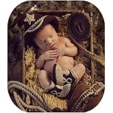 Vemonllas Fashion Unisex Newborn Boy Girl Baby Outfits Photography Props Cowboy Hat Boots