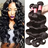 YIROO Malaysian Virgin Human Hair Weft, Body Wave 3 Bundles Mixed Length 95-100g/PC Unprocessed Remy Hair Natural Black Color