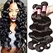 YIROO Malaysian Virgin Human Hair Weft, Body Wave 3 Bundles Mixed Length 95-100g/PC Unprocessed Remy Hair Natural Black Color