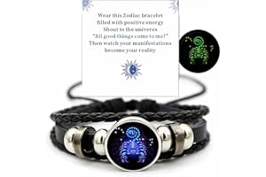 VBWEOI Gleym Bracelet, Zodiac Signs Spirit Bracelet, Multilayer Adjustable 12 Constellation Zodiac PU Leather Bracelet, Gleym Manifestation Bracelet Jewelry Gifts for Women and Man