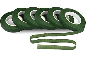 TUPARKA 1/2" Wide Dark Green Floral Tapes Florist Tape for Bouquet Stem Wrapping and Floral Crafts,Wedding Bouquet(6 Rolls)