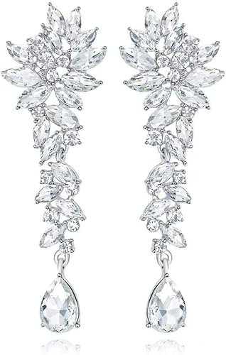 Amazon Irismile ブライダル イヤリング ウェディング 豪華 シャンデリア aラインストーン 結婚式 パーティー ダンス B シルバー イヤリング ピアス 通販
