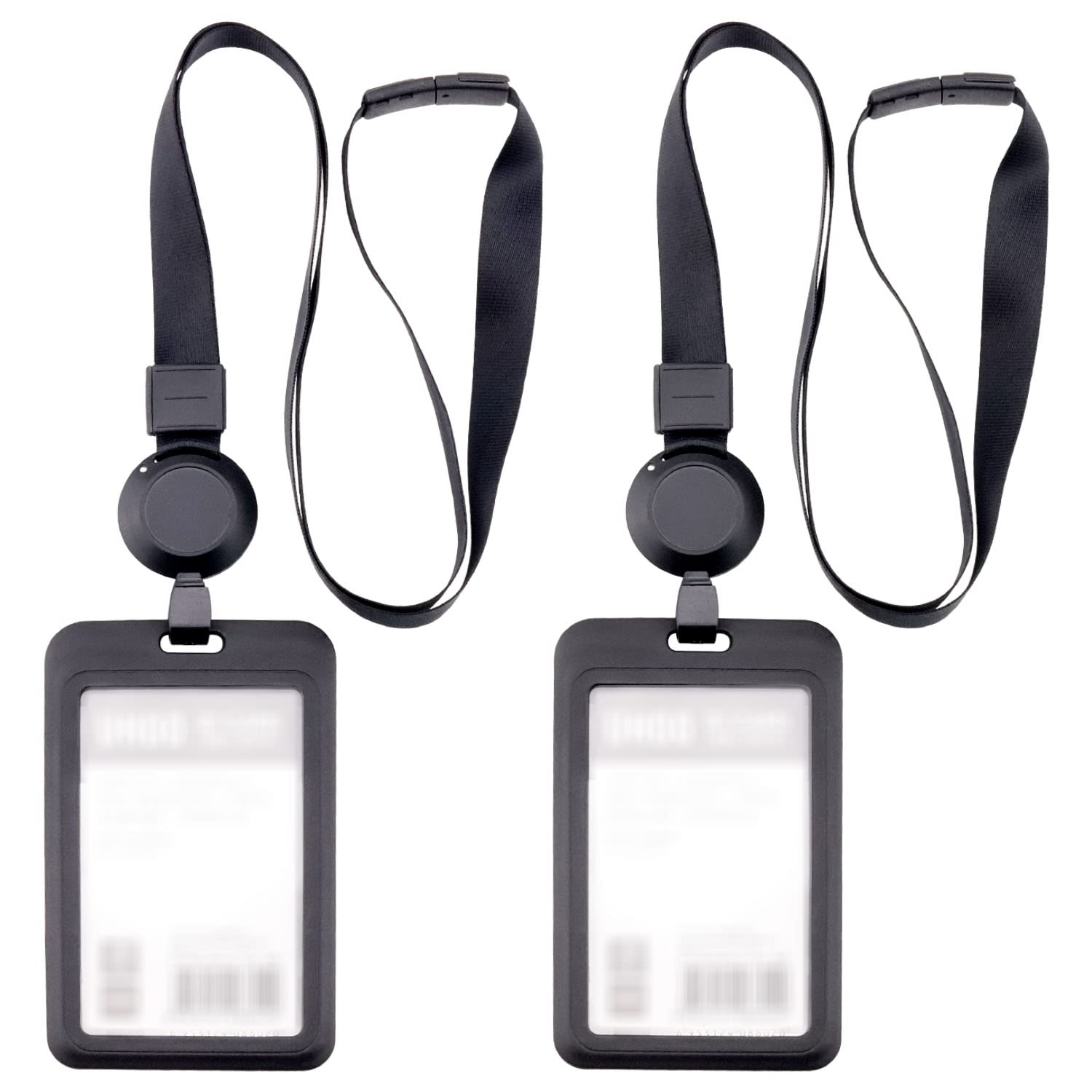 FYSL Retractable Lanyard with Card Holder, 2Pcs Neck Strap with Hard Plastic Case