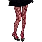 Muspeczenith Women Lace Patterned Tights Fishnet Stockings High Waist Y2k Floral Pantyhose Leggings