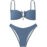 SweatyRocks Women's 2 Piece Bikini Set Tie Backless High Cut Swimsuit Textured Bathing Suit