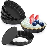 Laxinis World 5 Inch Quiche Pans with Removable Bottom, Non-stick, Fluted Sides, Mini Tart Pans, Round Shape, Set of 6