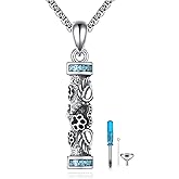 HKPATOP Urn Necklaces for Ashes Sterling Silver Cylinder Memorial Pendant for Loved Ones Keepsake Cremation Jewelry Gifts for Women Men