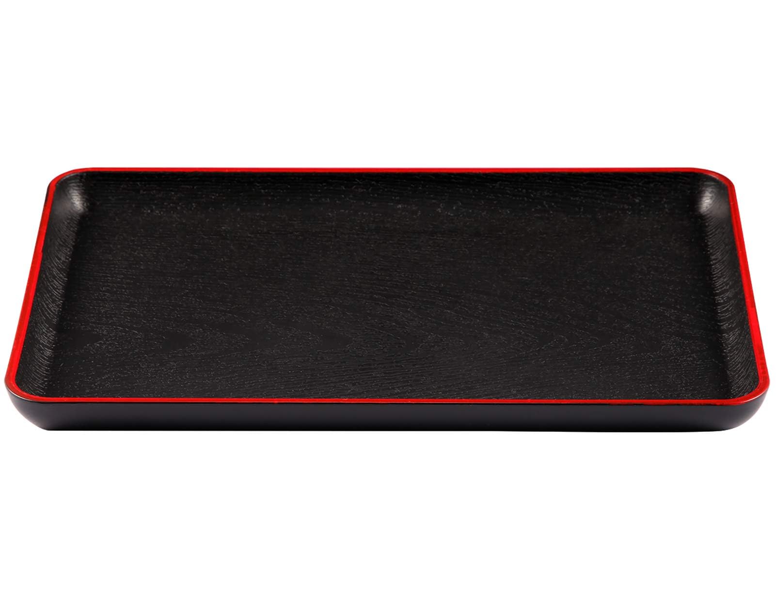 Serving Tray Japanese Style Rectangular Plastic Food Serving Plate Nesting Serving Trays for Restaurant Home Hotel Breakfast Coffee/Table Black (30 * 19.9 cm/11.8 * 7.8 in)