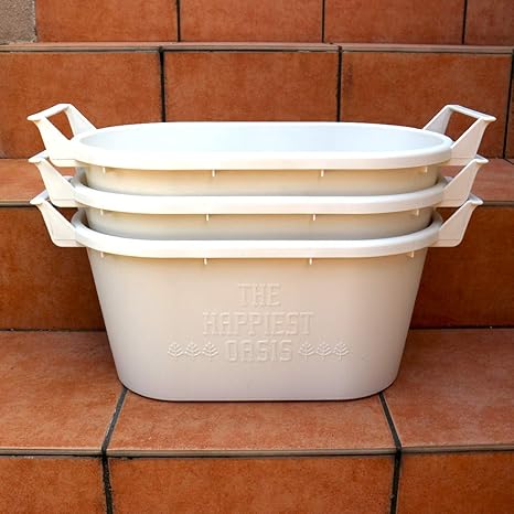 Amazon オシャレでかわいく持ち運びが簡単 取っ手付きプランター Lサイズ ホワイト 3個 即出荷 プランター