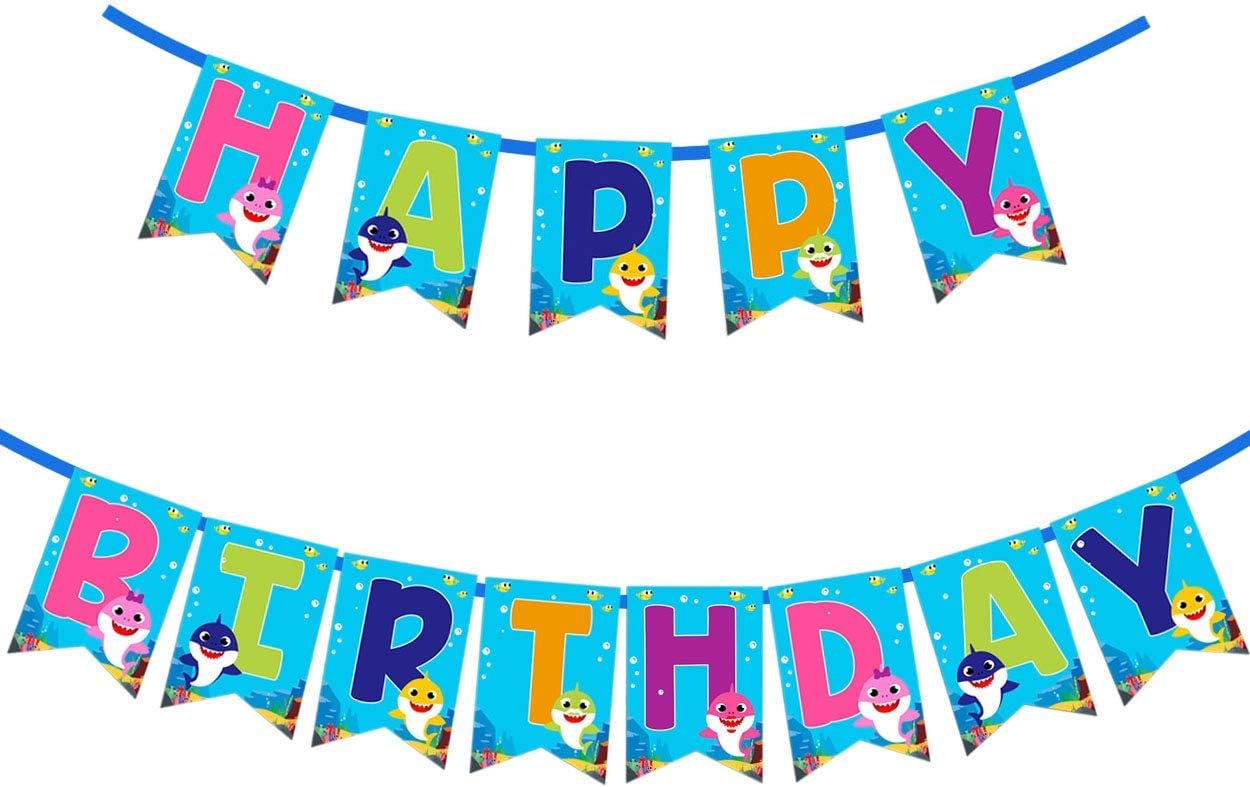 Baby Shark Happy Birthday Banner Party Supplies For Kids and Adults Birthday Party Decorations Set of 1, Baby Shark Birthday Happy Bday Banner Decorations