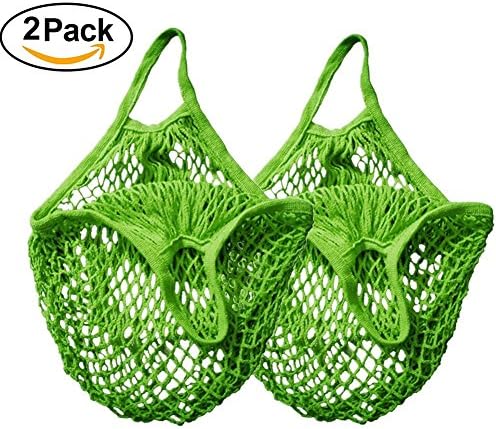LLygezze Cotton Net Shopping String Bags Reusable Grocery (Green)