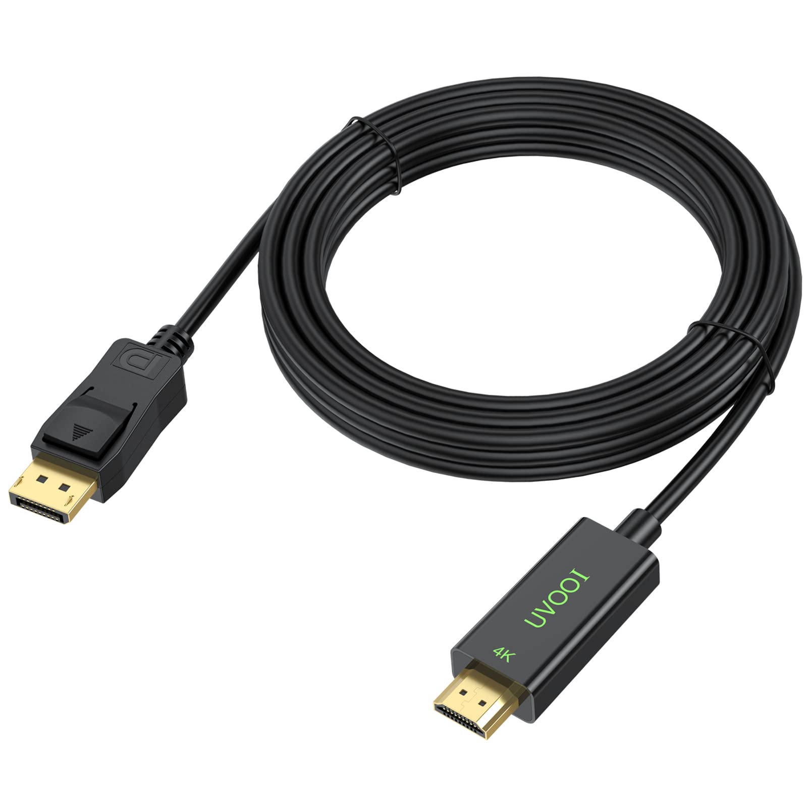 Photo 1 of 4K DisplayPort to HDMI Cable 15FT, UVOOI 15 Feet High Speed Display Port(DP) to HDMI Adapter Cable Male to Male Support Video and Audio for Monitor, HDTV, Projector, PC, Laptop
