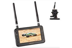 (Upgraded) DUMBORC 4.3'' FPV Monitor with Camera with Recording Function 5.8G 40CH 800 X 480 Wireless LCD Display Screen for RC Car RC Trucks/RC Crawler/Boats/Tank/Quadcopter