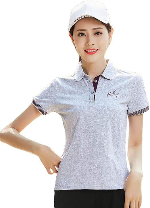Amazon Yyq Shop ポロシャツ レディース 半袖 ゆったり Tシャツ ポロネック ゴルフウェア ファッション Poloシャツ コットン カジュアル 吸汗 Tシャツ スポーツ風 大きいサイズ 夏 黒 ゴルフシャツ 通販