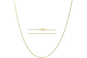 KISPER 24k Gold Box Chain Necklace – Thin, Dainty, Gold Plated Stainless Steel Jewelry for Women with Lobster Clasp
