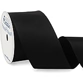 Ribbli Black Double Faced Satin Wired Ribbon 2.5 Inch Christmas Ribbon for Gift Wrapping Wreaths Garland Tree Decoration Crafts Home Decor-Continous 10 Yards