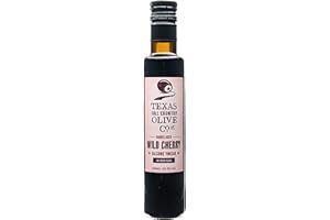 TEXAS HILL COUNTRY OLIVE CO. Wild Cherry Balsamic Vinegar - Gourmet Barrel Aged Infused Balsamic Vinegar - Great for Dressing Dipping Glazing - No Artificial Flavors or Added Sugar - Made in Texas (8.5 oz)