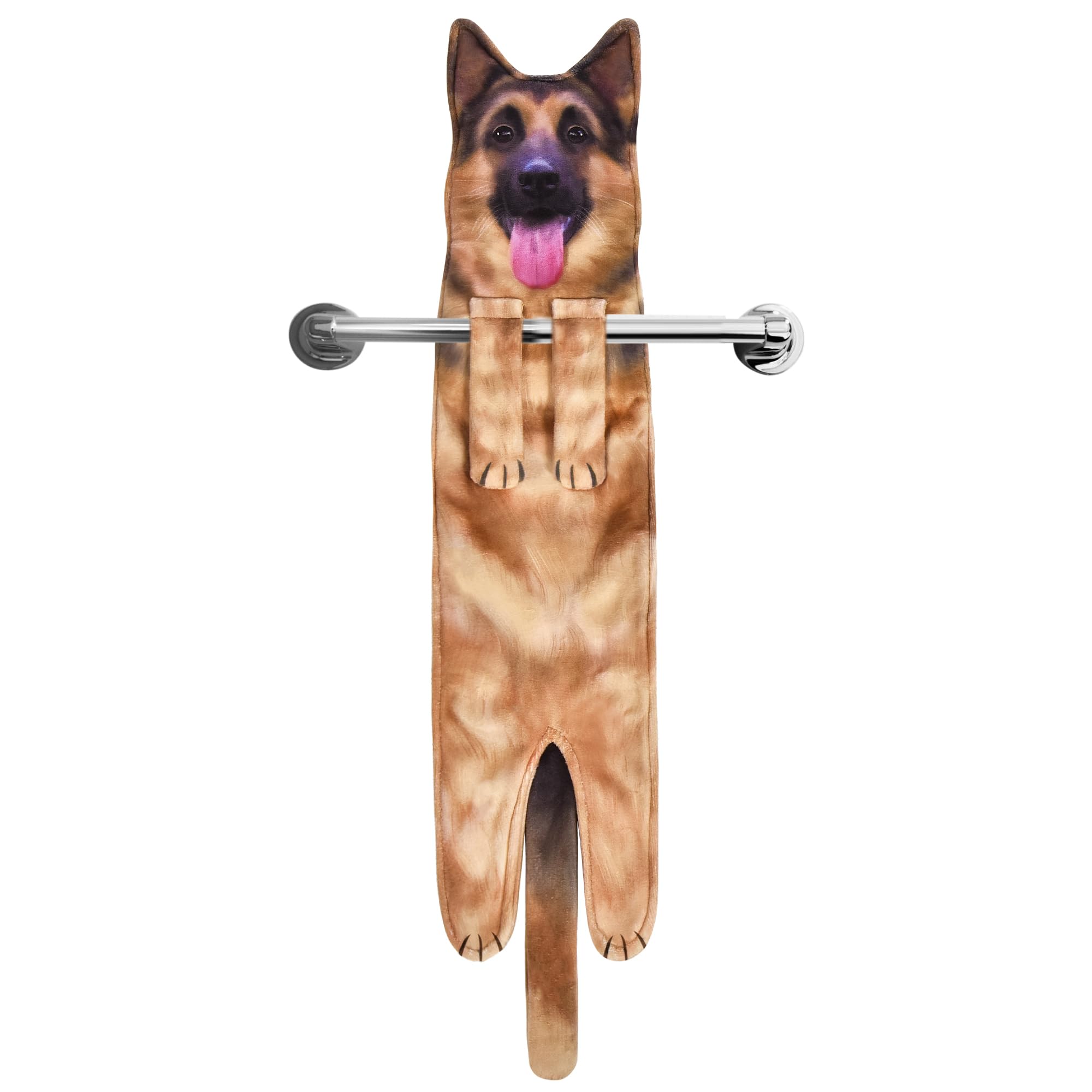 German Shepherd Dog Funny Hand Towels - Cute Decor for Bathroom Kitchen - Dog Mum Dad Gifts for Women, Fathers, Mothers, Easter - New Home Decorative Hanging Washcloths & Face Towel