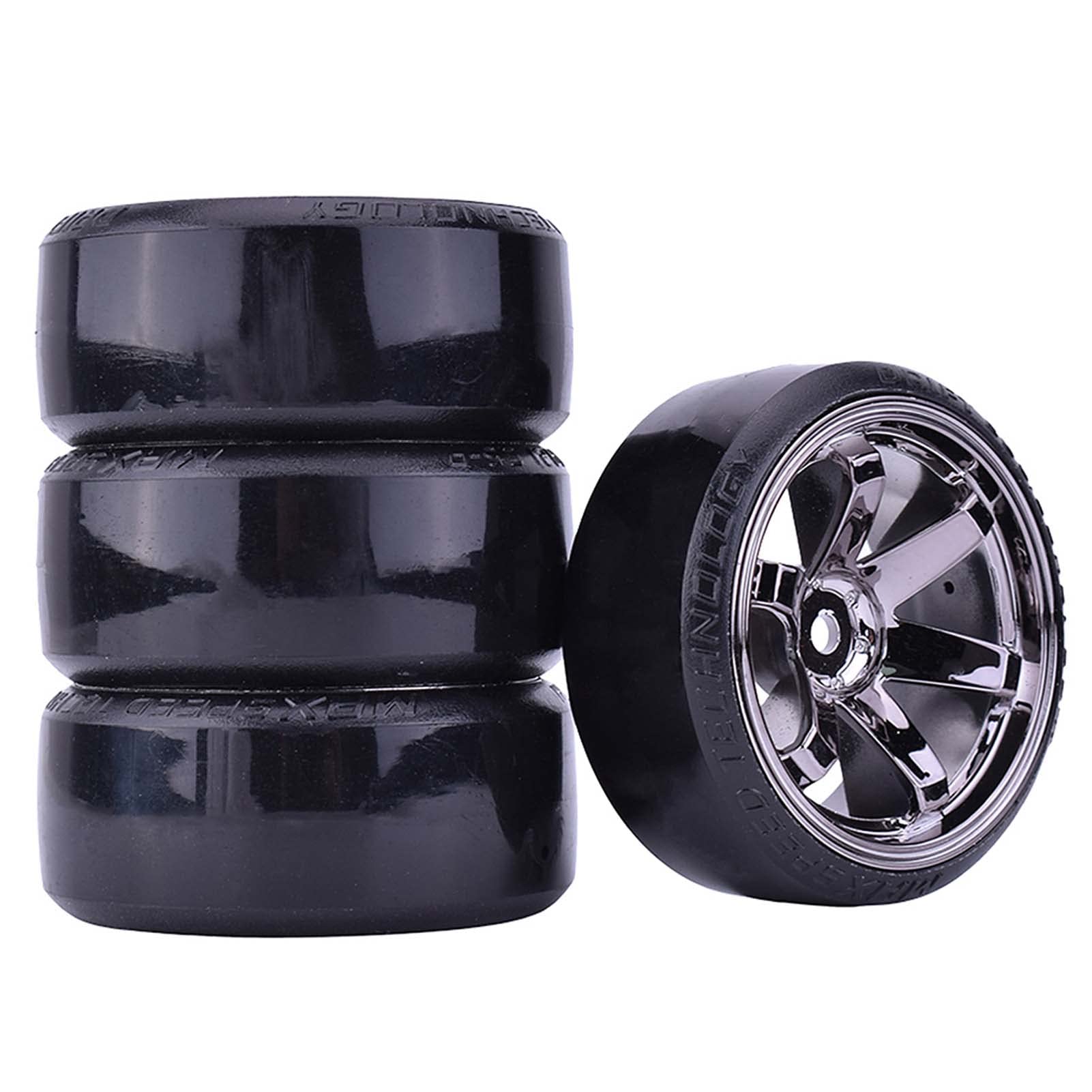 KEEDA RC Drift Car Plastic Wheel and Tyre, 63mm Hard Tires for 1/10 HSP Tamiya HPI Kyosho Racing Drifting Car (Gray)