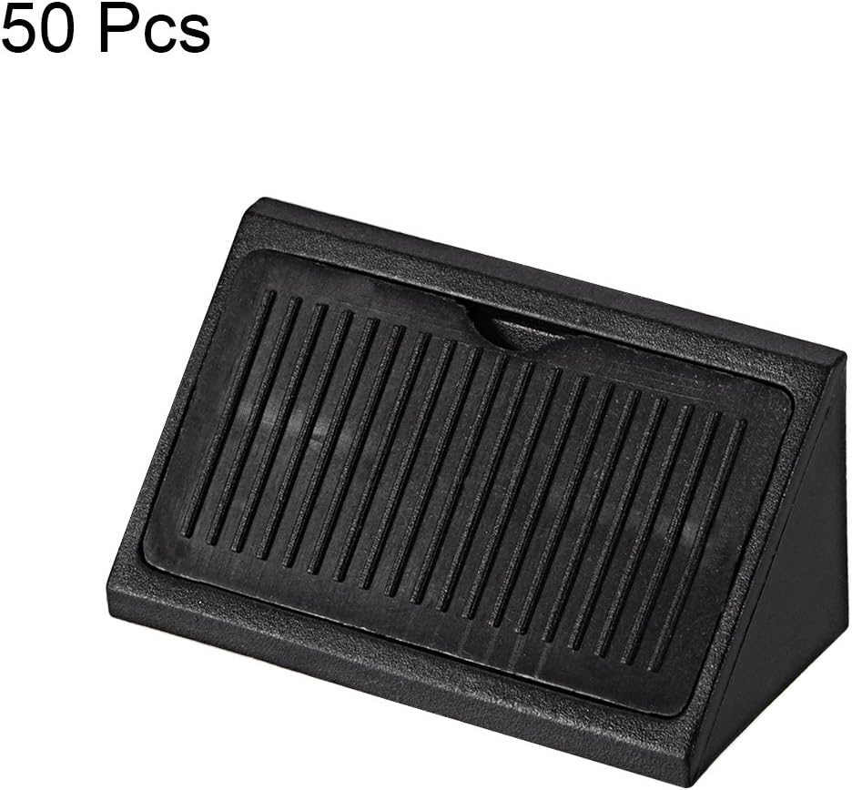 sourcing map Plastic Corner Braces, Shelf Cabinet Door 90 Degree 4 Holes Angle Brackets with Cover Cap Black, Pack of 50 - Image 4