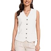 YOUNIFIZ Womens Linen Vest Waistcoat Lightweight V Neck 2025 Work Button Sleeveless Jacket Cotton Summer Vest Tops