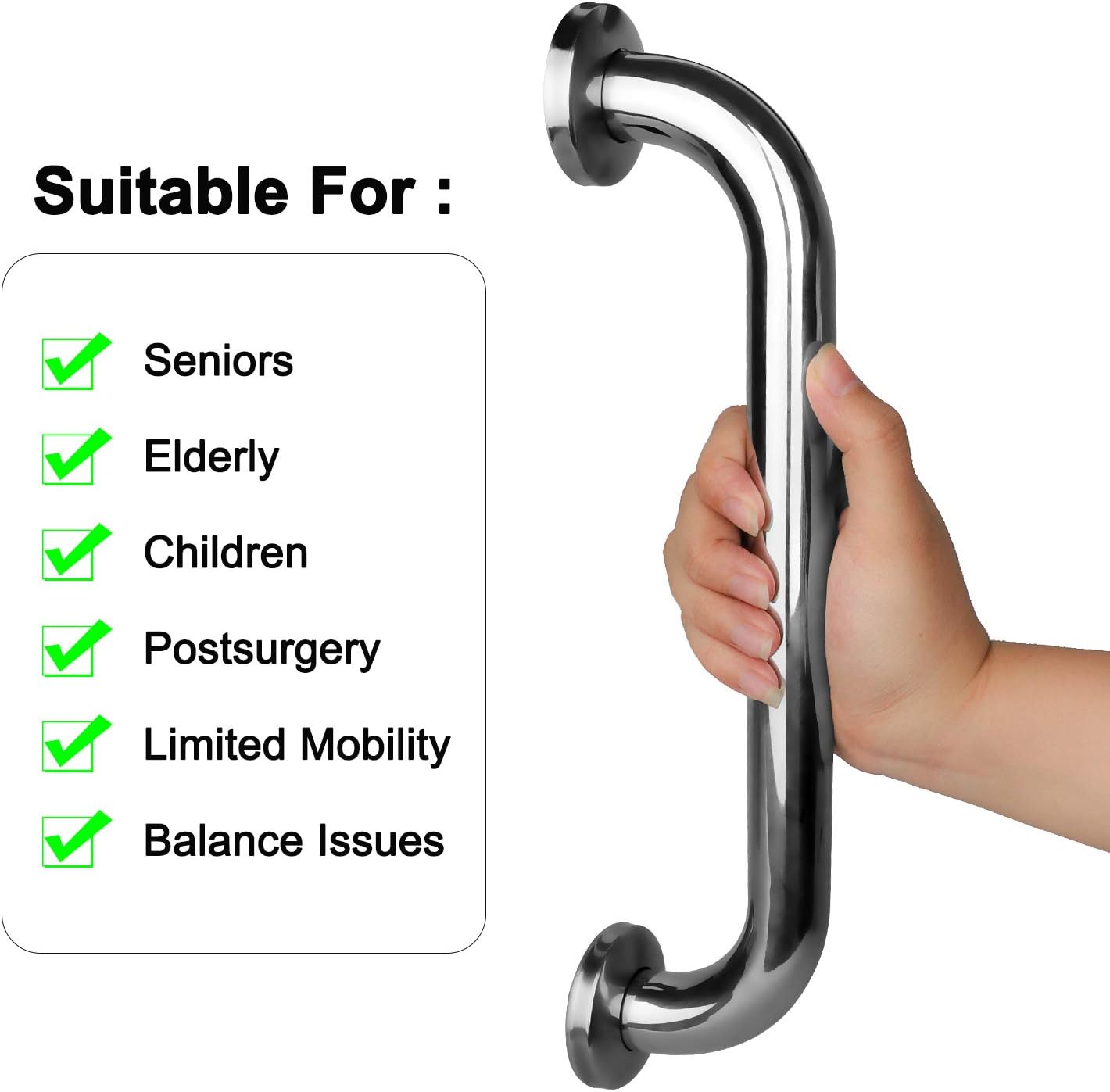 2 Pack 12 Inch Shower Grab Bar, Stainless Steel Bathroom Grab Bar, Shower Handle, Bath Handle, Grab Bars for Bathroom: Home & Kitchen