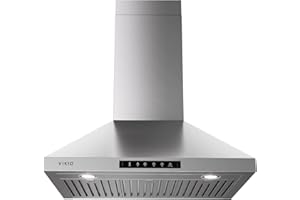 VIKIO HOME Wall Mount 36 Inch Range Hood 900 CFM, Ductless/Ducted Convertible Kitchen Hood, 3-speed Gesture Sensing & Touch Control, Stainless Steel Kitchen Vent Hood with Permanent Baffle Filters