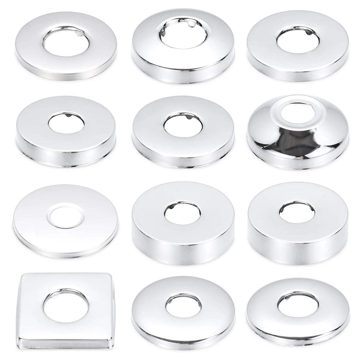 JRJUBB 2 Pieces Diameter 25 mm (3/4 Inch) Shower Fitting Rosette Stainless Steel Rosette Tap, Pipe Cover, Tap Cover, Rosette for Shower Fittings, Taps, Radiators (Silver, 80 x 30)