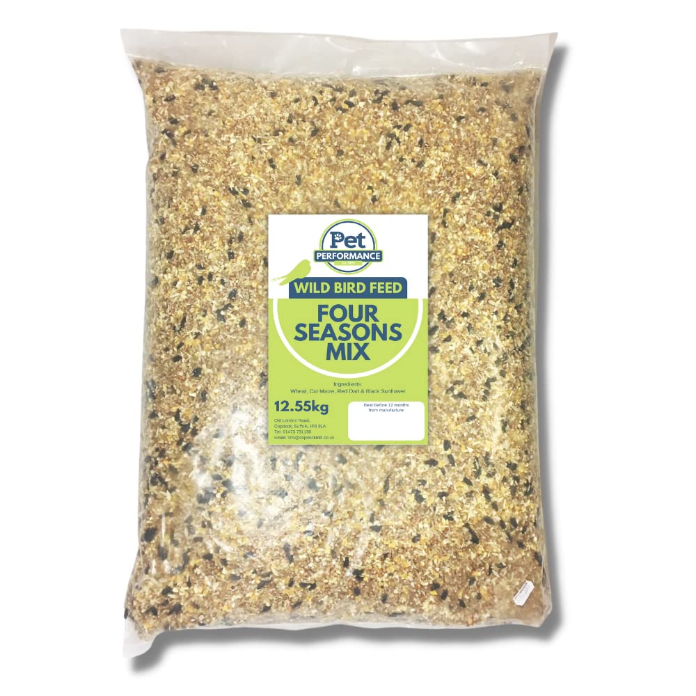 Copdock Mill Pet Performance Four Season Wild Bird Seed 12.55kg - All Year Round Feed With Black Sunflower Seeds for Birds - 100% Natural Nutritional Bird Seed for Small Garden Birds