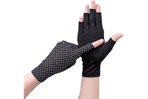 Bawnhaw Cotton Fingerless Driving Gloves for Women Men, Mesh Nonslip UV-Protection Summer Gloves for Nail Manicure, Cycling