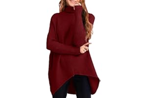 VIRMOKU Girls Sweaters for Kids Sweater Dress Oversized Turtleneck Long Sleeve Casual Knit Jumper High Low Dresses Tops