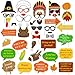 Thanksgiving Photo Booth Props Kit(42Pcs), Konsait Funny Turkey Day Photo Booth Accessories DIY Selfie Props Set with Stick for Happy Thanksgiving Theme Party Favors Decorations Decor Supplies