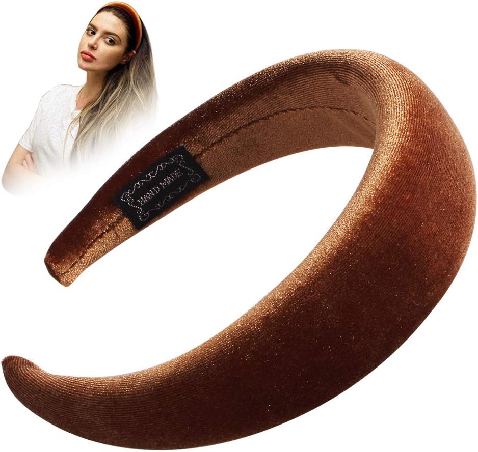 Headbands Women Hair Head Bands - Accessories Velvet Padded Cute Beauty Fashion Hairbands Girls Vintage Head Hair Bands Boho Wide Band For Wash Face Makeup Workout GYM Yoga Running(Coffee Brown)