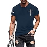 Christian Shirts for Men Oversized Jesus Shirt Faith Cross Graphic Tees God Religious Gifts Short Sleeve Tops
