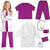 Doctor Scrubs Costume for Kids With Stethoscope Lab Coat Career Day Costume Doctor Dress Up For Boys Girls 3-12