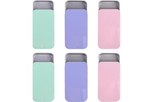 6pcs Mini Metal Tin Box Containers, 2.32x1.34x0.43in Small Slide Top Rectangular Case Mint Tins Empty Portable Storage Box wi