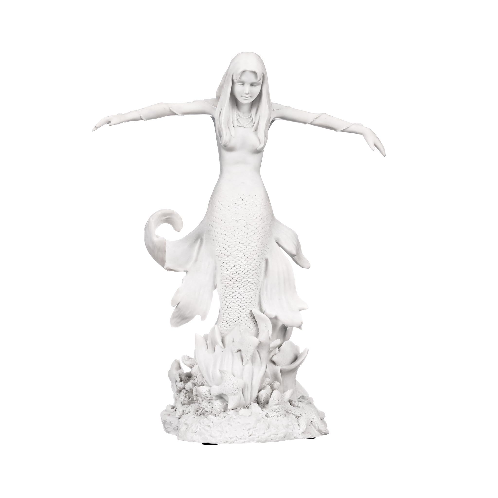 Design Toscano PD1758 Oceans Queen Mermaid Figurine Statue, 24 cm, Bonded Marble Polyresin, White